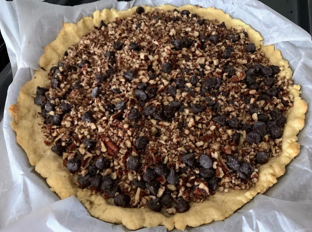 This image has an empty alt attribute; its file name is Chocolate-Pecans-Pie_2-1024x760.jpg