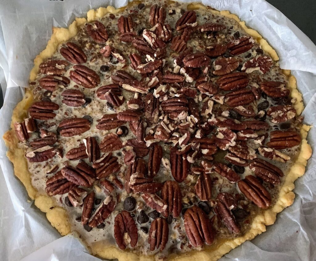 This image has an empty alt attribute; its file name is Chocolate-Pecans-Pie_3-1024x846.jpg